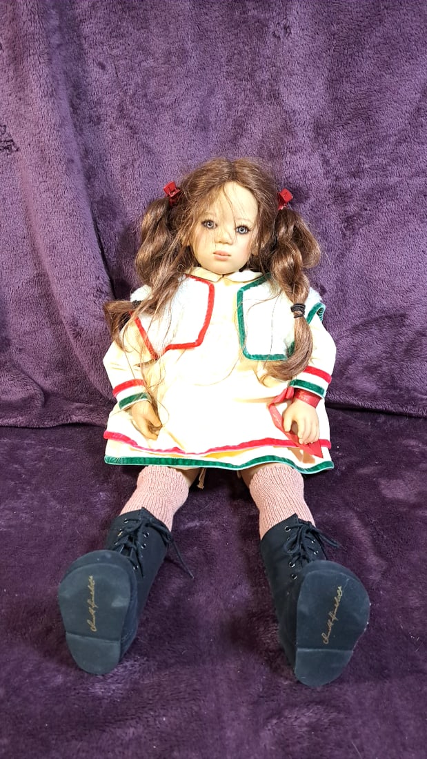 Annette Himstedt Adrienne Doll With Box: Please read descriptions and examine pictures carefully. Take into account shipping when bidding. 36x15x20 15lbs Height: 15 Width: 20 Low Estimate: 50.00 High Estimate: 300.00