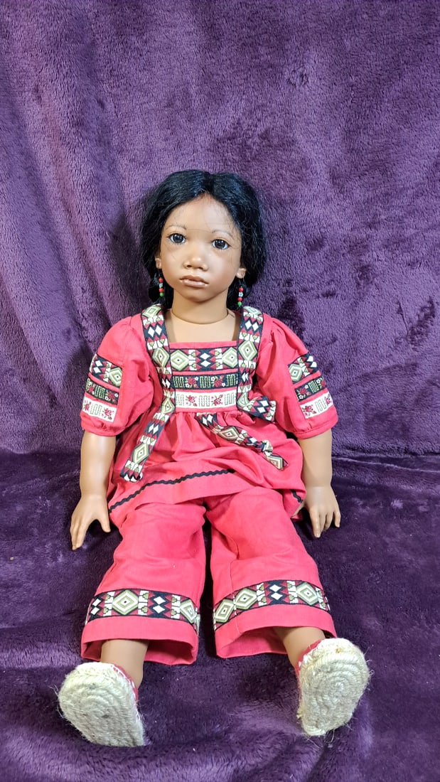 Annette Himstedt Panchita Doll With Box: Please read descriptions and examine pictures carefully. Take into account shipping when bidding. 36x20x15 15lbs Height: 20 Width: 15 Low Estimate: 50.00 High Estimate: 350.00