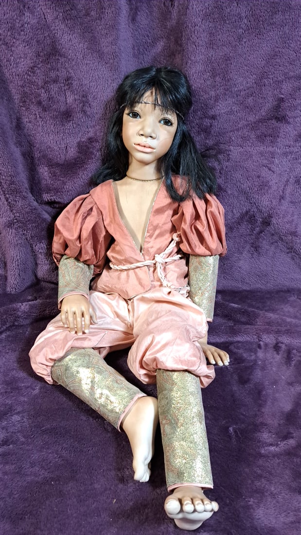 Annette Himstedt Jondal 8/71 Porcelain Doll With Box: Please read descriptions and examine pictures carefully. Take into account shipping when bidding. 36x15x20 15lbs Height: 15 Width: 20 Low Estimate: 50.00 High Estimate: 400.00