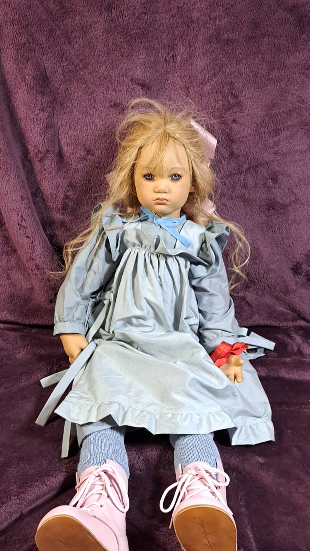 Annette Himstedt Skille Doll With Box: Please read descriptions and examine pictures carefully. Take into account shipping when bidding. 40x20x15 15lbs Height: 20 Width: 15 Low Estimate: 50.00 High Estimate: 500.00