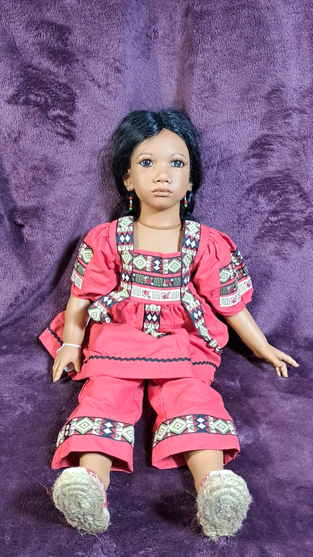 Annette Himstedt Panchita Doll With Coa: Please read descriptions and examine pictures carefully. Take into account shipping when bidding. 36x20x15 15lbs Height: 20 Width: 15 Low Estimate: 50.00 High Estimate: 600.00