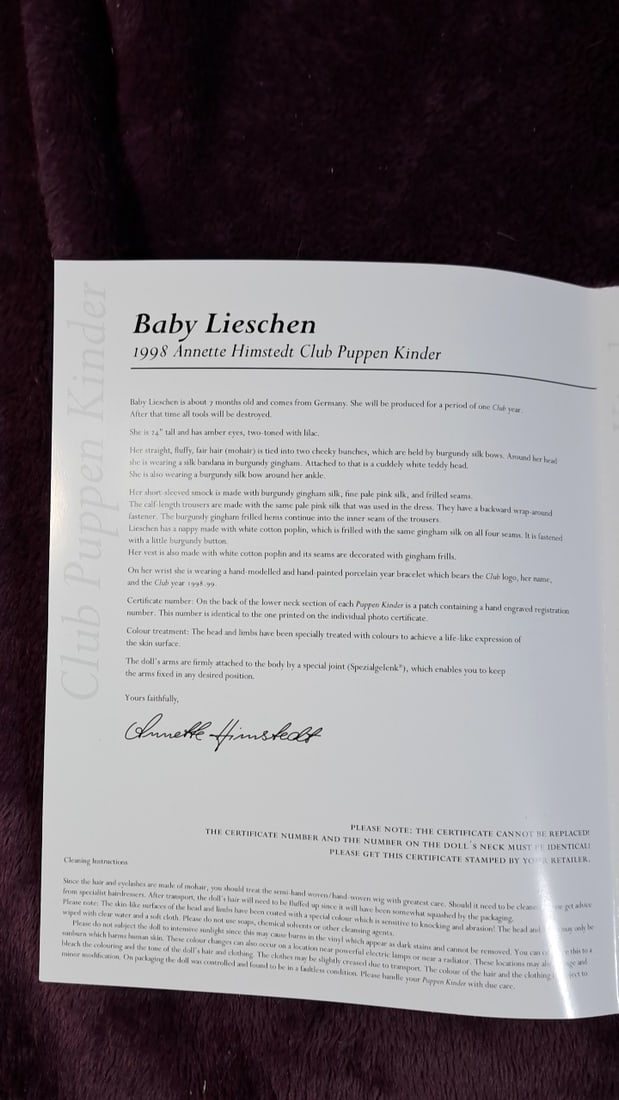 Annette Himstedt Lieschen With Baby With Coa And Box - 13