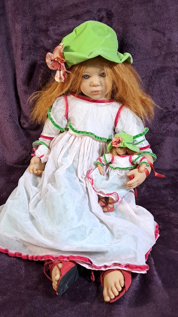 Annette Himstedt Mirte Doll With Coa And Box: Please read descriptions and examine pictures carefully. Take into account shipping when bidding. 40x20x15 15lbs Height: 20 Width: 15 Low Estimate: 50.00 High Estimate: 300.00