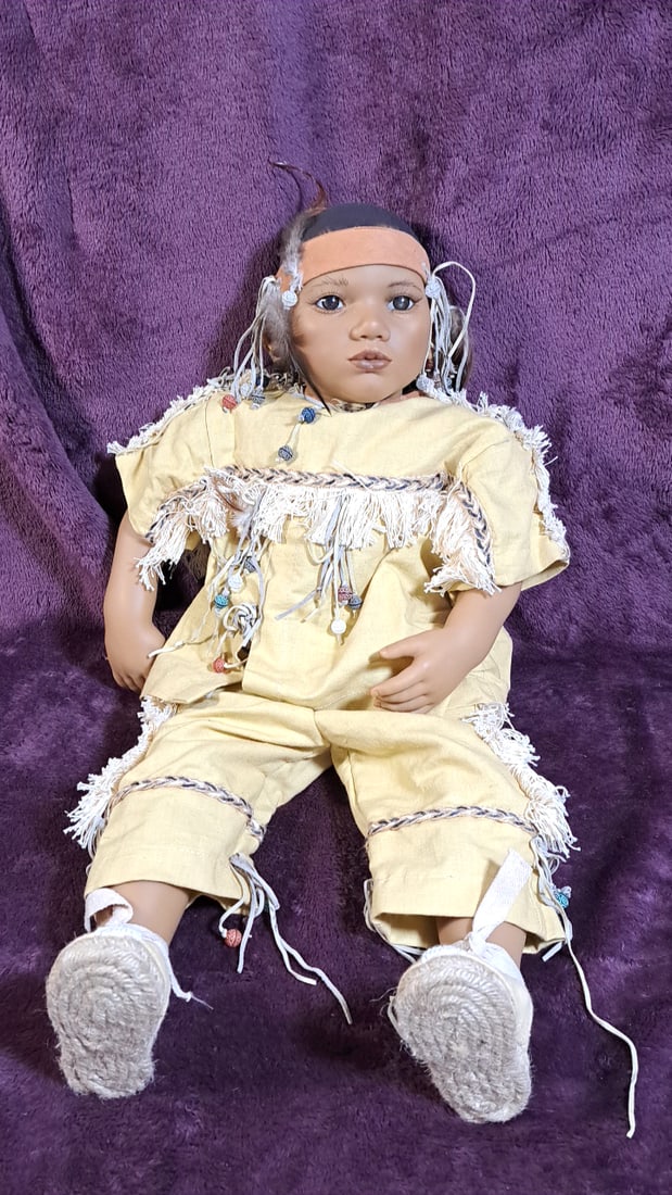 Annette Himstedt Takuma Doll With Coa: Please read descriptions and examine pictures carefully. Take into account shipping when bidding. 36x15x15 15lbs Height: 15 Width: 15 Low Estimate: 50.00 High Estimate: 600.00