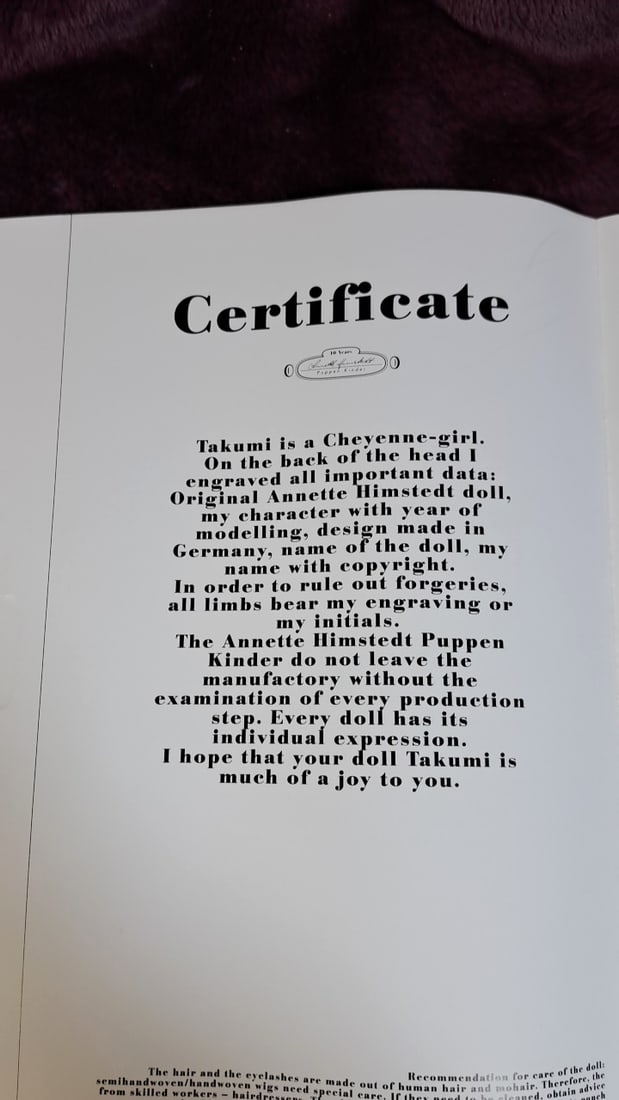 Annette Himstedt Takumi Doll With Coa - 16