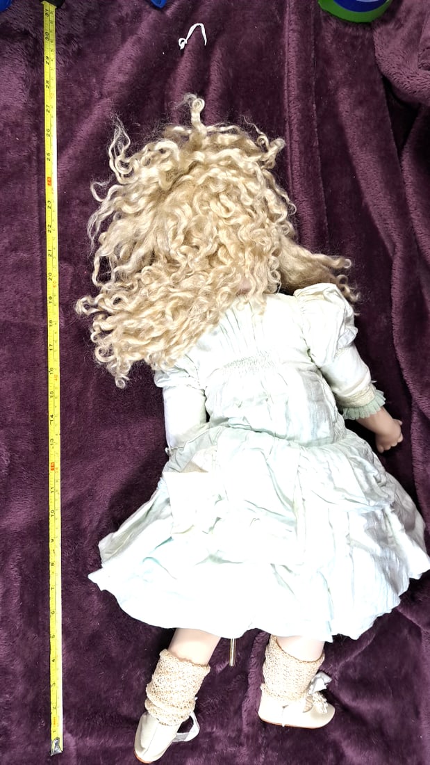 Colleen Phillips Porcelain Doll With Blonde Curls In White Dress And Lace Accents - 9