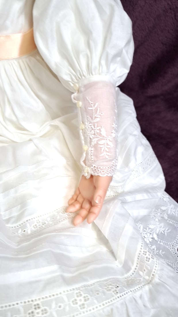 Karen Aldereon Violet Porcelain Doll With White Lace Dress And Brown Hair - 5