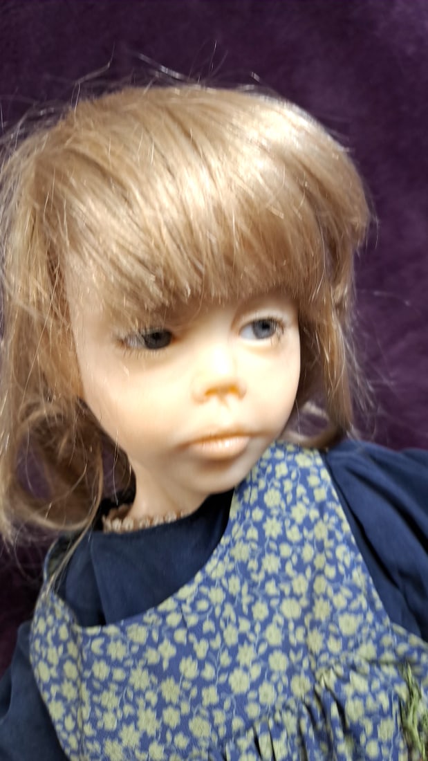 Laura Scattolini Little Rose Artist Doll With Blue Floral Dress And Carrot Basket - 6