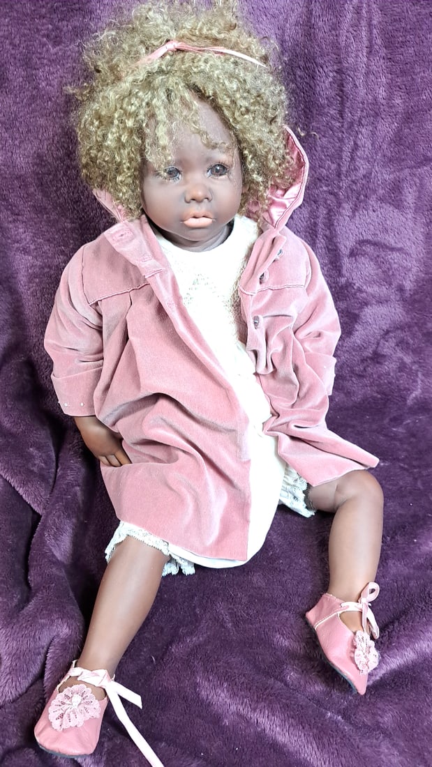 Pauline Kathleen 1994 Artist Doll 620, Porcelain Curly Hair, Pink Coat And Shoes (1 of 11)
