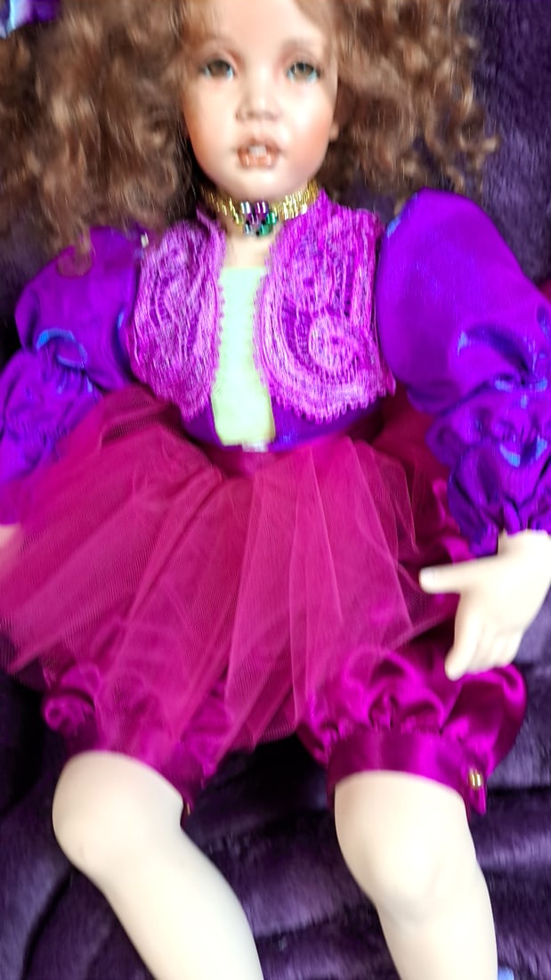 Patricia Rose 1993 Brandy Signed Limited Edition Porcelain Doll #19/25 Purple Outfit - 2