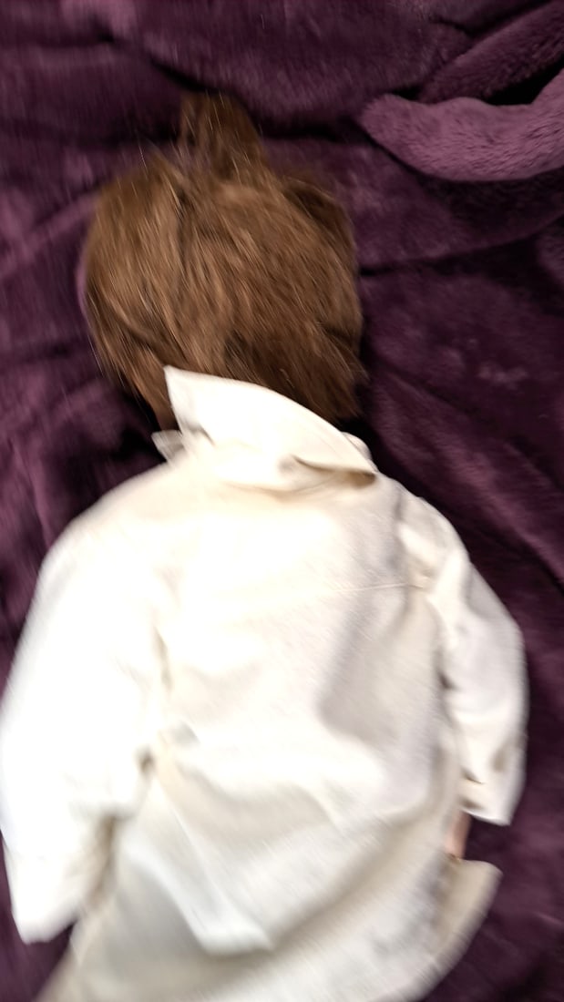 Vinyl Doll Boy Le Doll Brown Hair White Shirt Green Pants Brown Lace Shoes - 7