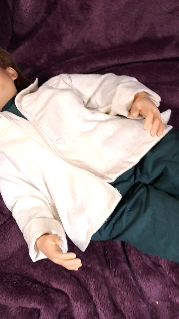 Vinyl Doll Boy Le Doll Brown Hair White Shirt Green Pants Brown Lace Shoes - 9