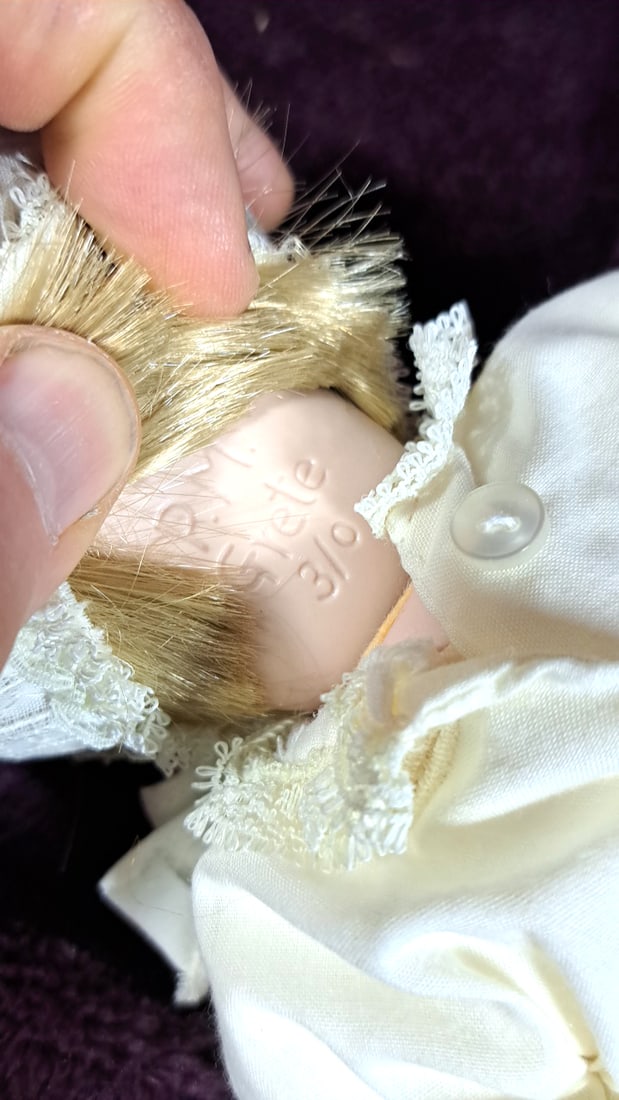 P.M. Grete 3 0 Porcelain Doll With Blonde Hair, Cream Christening Gown And Bonnet - 6