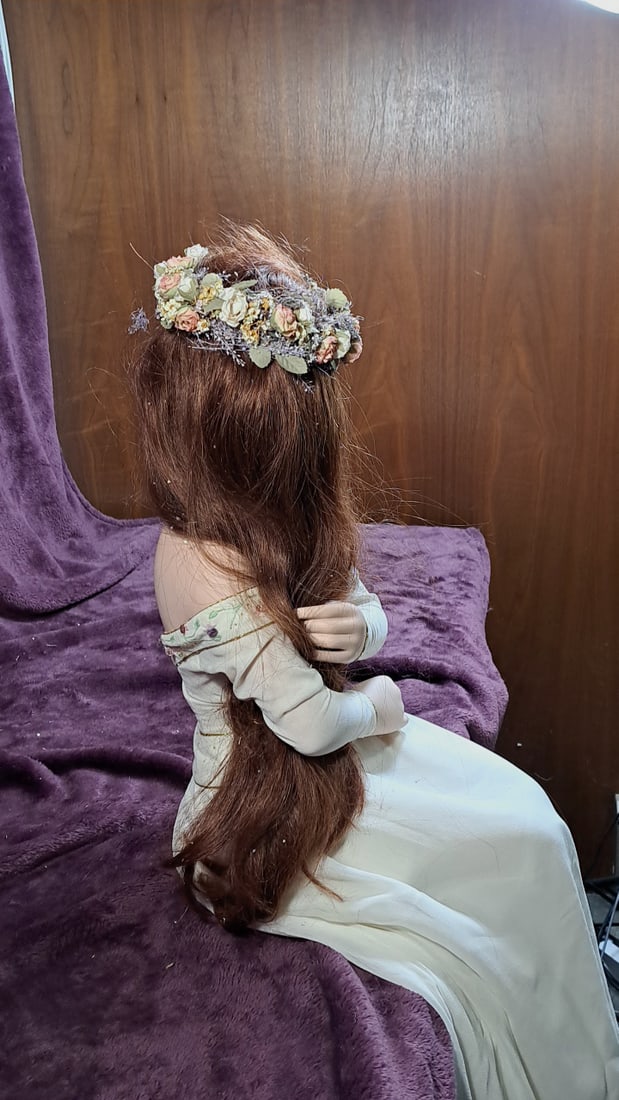 Porcelain Sitting Doll With Brushes - 2