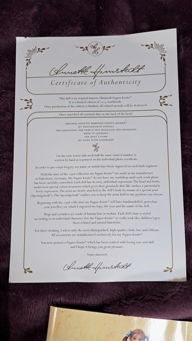 Annette Himstedt Oscar Doll With Coa - 16