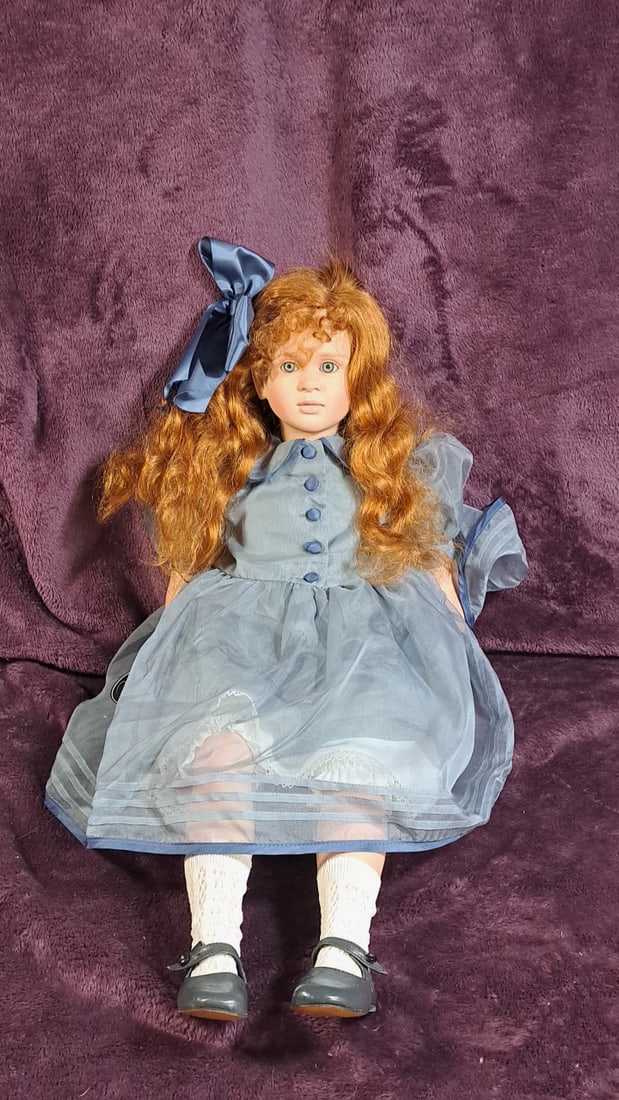 Ruth Treffeison Doll Red Head: Please read descriptions and examine pictures carefully. Take into account shipping when bidding. 30x20x15 15lbs Height: 20 Width: 15 Low Estimate: 50.00 High Estimate: 120.00