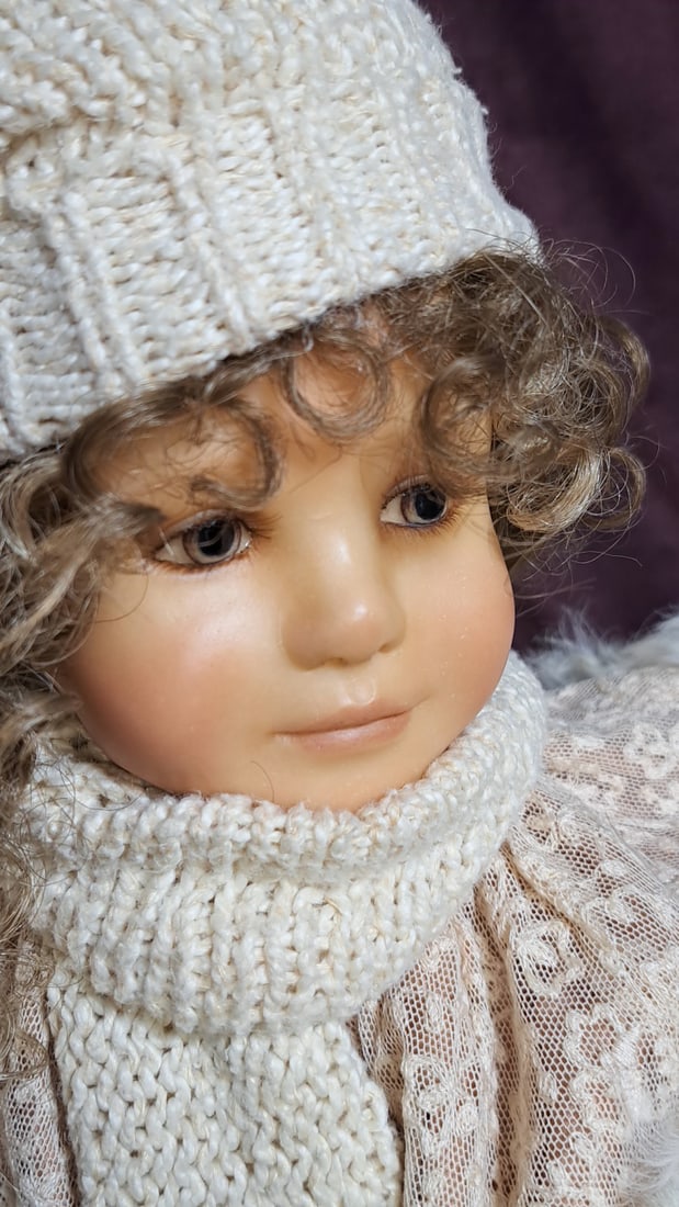 Wax Over Porcelain Doll With Winter Clothes - 9