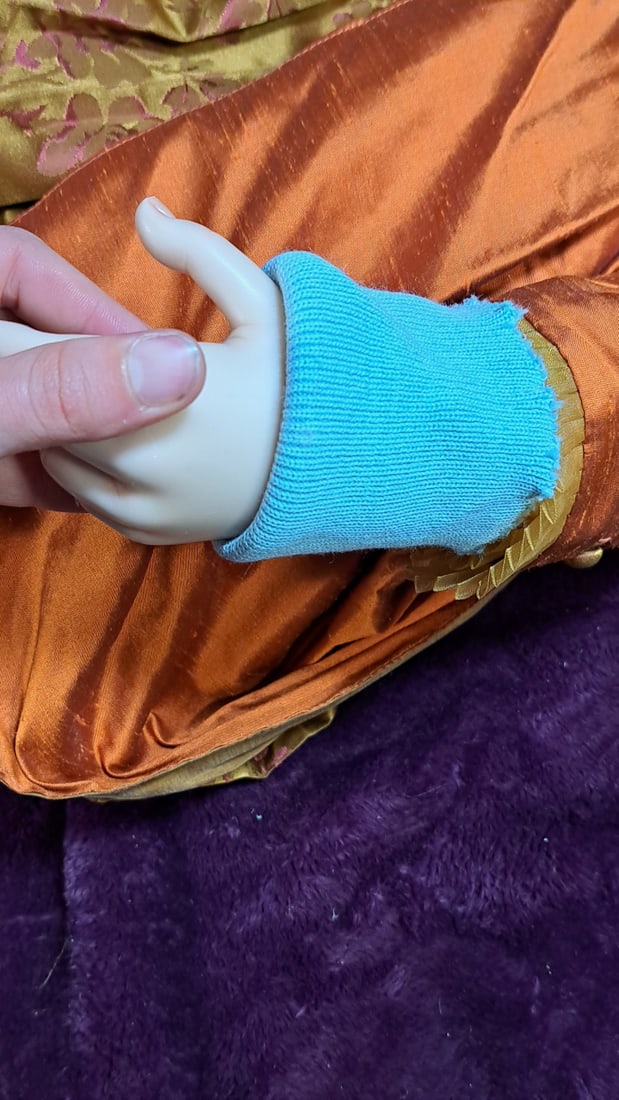 Wax Over Porcelain Doll With Retro Outfit - 13