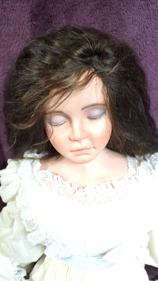 Karen Anderson Blanford Lily one of a kind Porcelain Doll with Victorian-Style Dress and Purple S... - 2