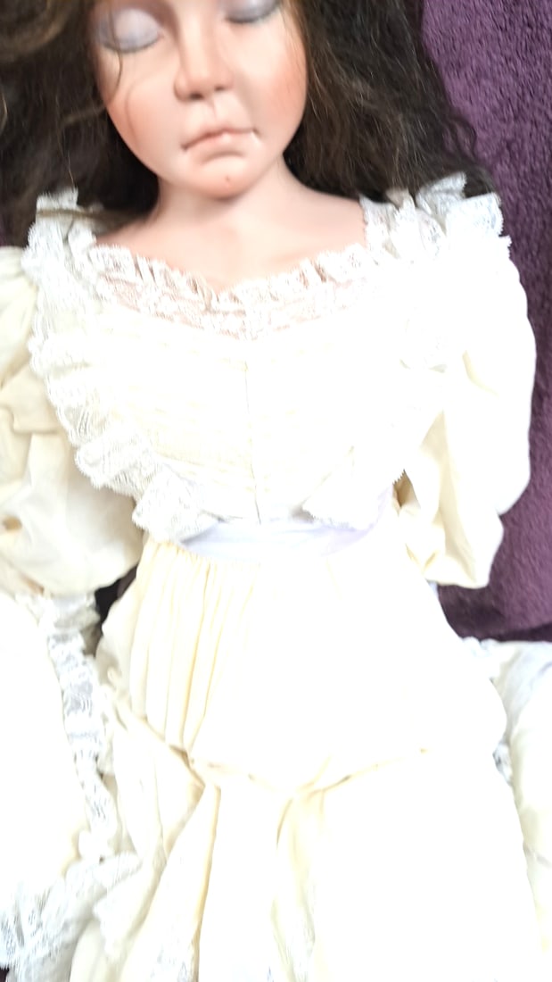 Karen Anderson Blanford Lily one of a kind Porcelain Doll with Victorian-Style Dress and Purple S... - 3