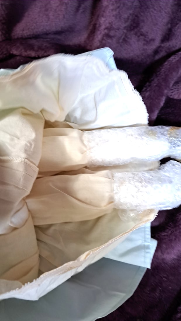 Porcelain Lady Doll with Black Hair, Blue Eyes and Pale Mint Satin Lace Dress - 7
