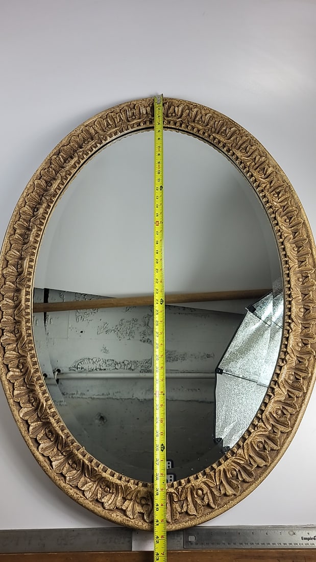 Round Wall Mirror with Ornate Carved Gold-Tone Floral Frame - 5