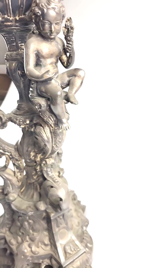 Ornate Religious Font with Cherub Design with Glass Top - 5