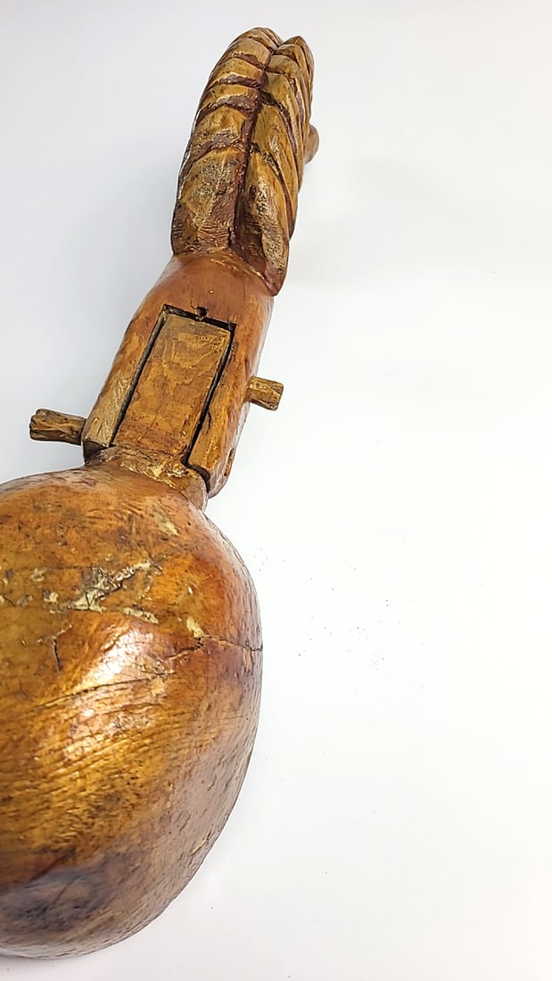 Large Carved Wooden Horse Head Ladle Scoop Folk Art Floral Bowl - 8
