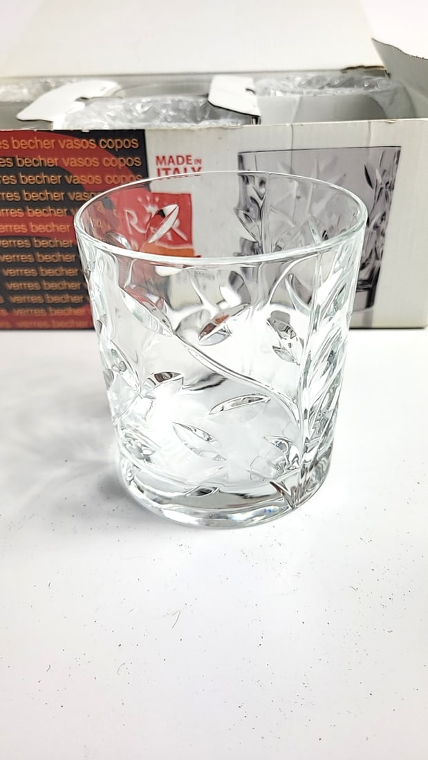 RCR Laurus Leaf Pattern Glass Tumblers Set of 6, 33 cl/11.5 oz, Made in Italy - 3