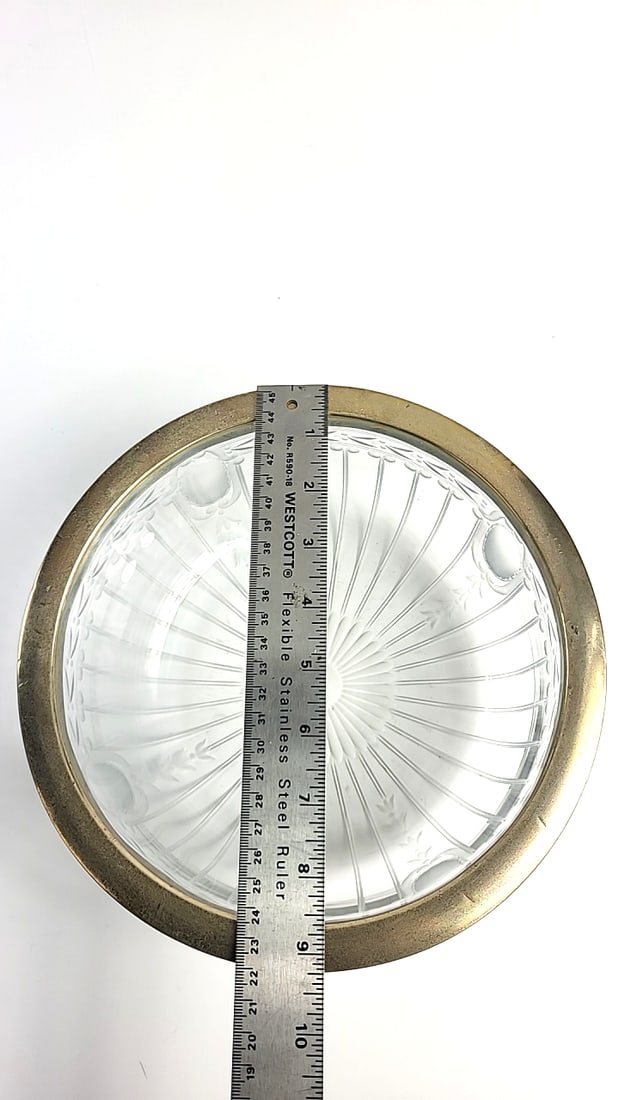 Vintagr Etched Clear Glass Serving Bowl with Silver Rim Rim, 10 in Diameter x 4 in H - 2