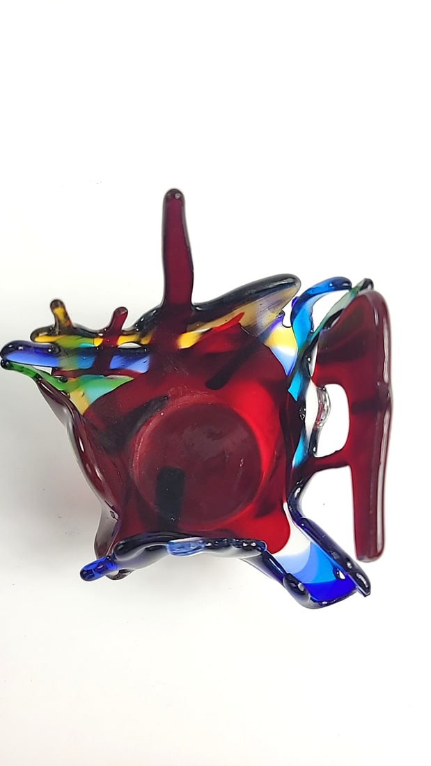 Red Tail GlassWorks Fused Glass Freeform Multicolor Art Bowl, Signed, Whidbey Island WA - 6