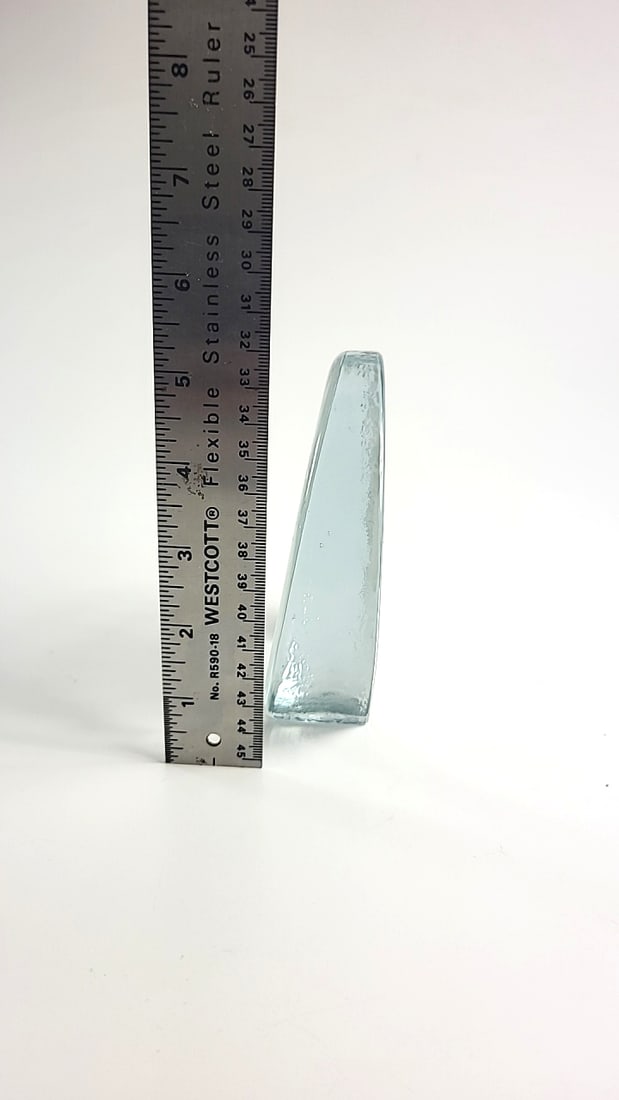 Etched Glass Eagle Head Oval Paperweight Desk Sculpture - 2