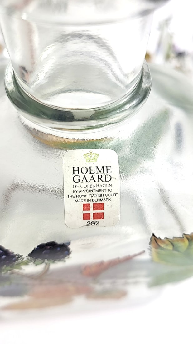 Holmegaard of Copenhagen Glass Decanter with Stopper & 6 Cordial Glasses, Rubus fruticosus Blackb... - 2