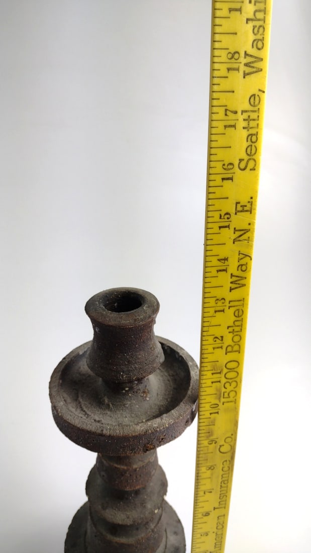 MCM Brutalist Pottery Candlestick Candle Holder, Dark Brown Black - 4