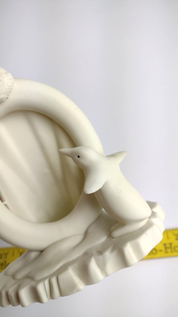 Department 56 Snowbabies Oval Picture Frame with Penguin Ivory Bisque Figurine - 4