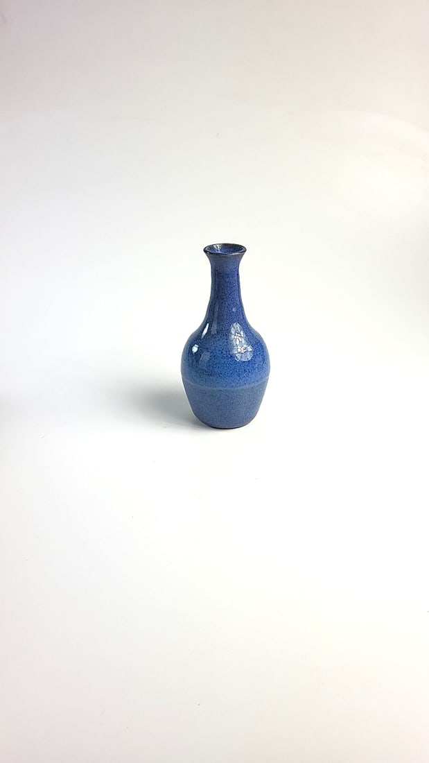 RON 99 Signed Blue Glazed Ceramic Bud Vase, Approx. 8.5 in - 5