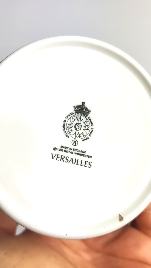 Royal Worcester Versailles Fine Bone China Cup & Saucer, Yellow Border - 3