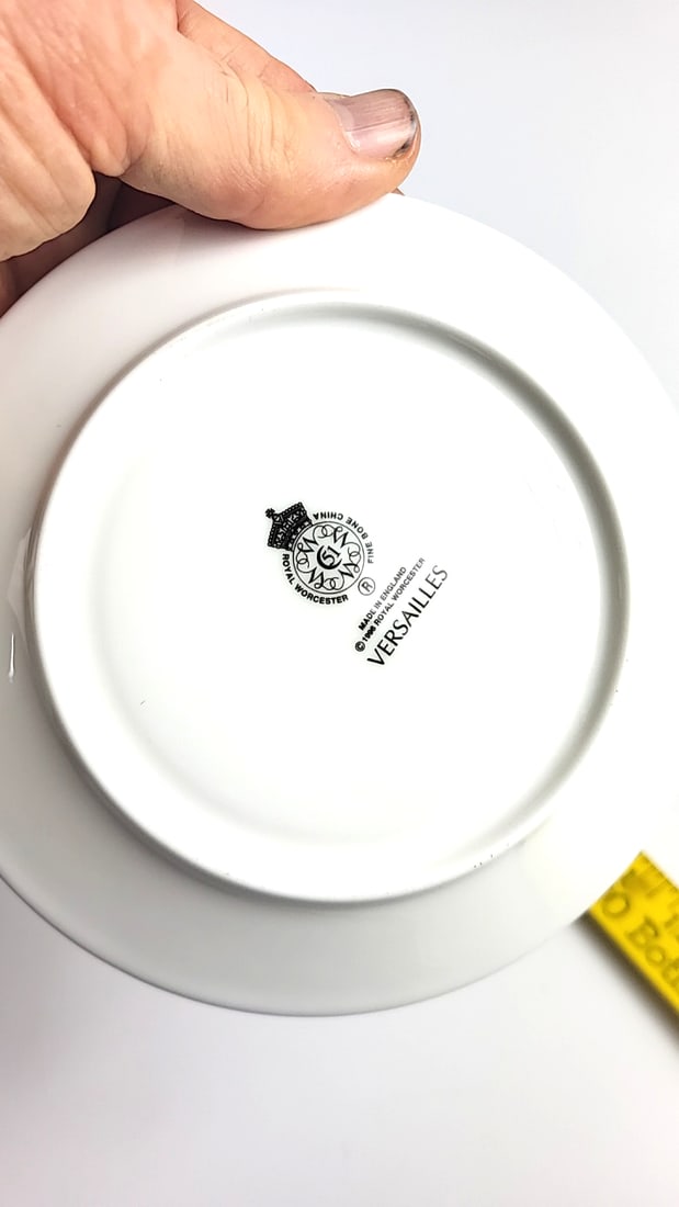 Royal Worcester Versailles Fine Bone China Cup & Saucer, Yellow Border - 5