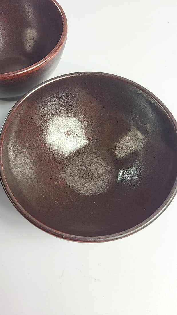 K Lindquist Studio Pottery Brown Glazed Ceramic Bowls, Set of 3 - 2