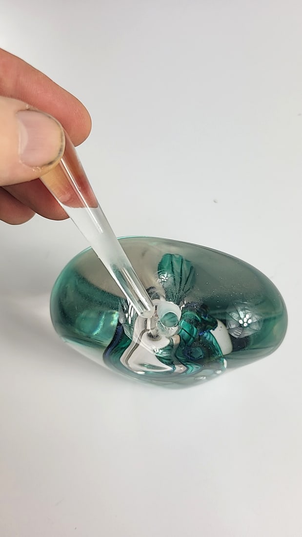 Ruskin Teal Clear Swirl Art Glass Apple Perfume Bottle - 6