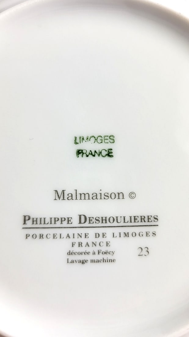 Philippe Deshoulieres Limoges Malmaison Porcelain 5-Piece Place Setting Blue Scroll - 2