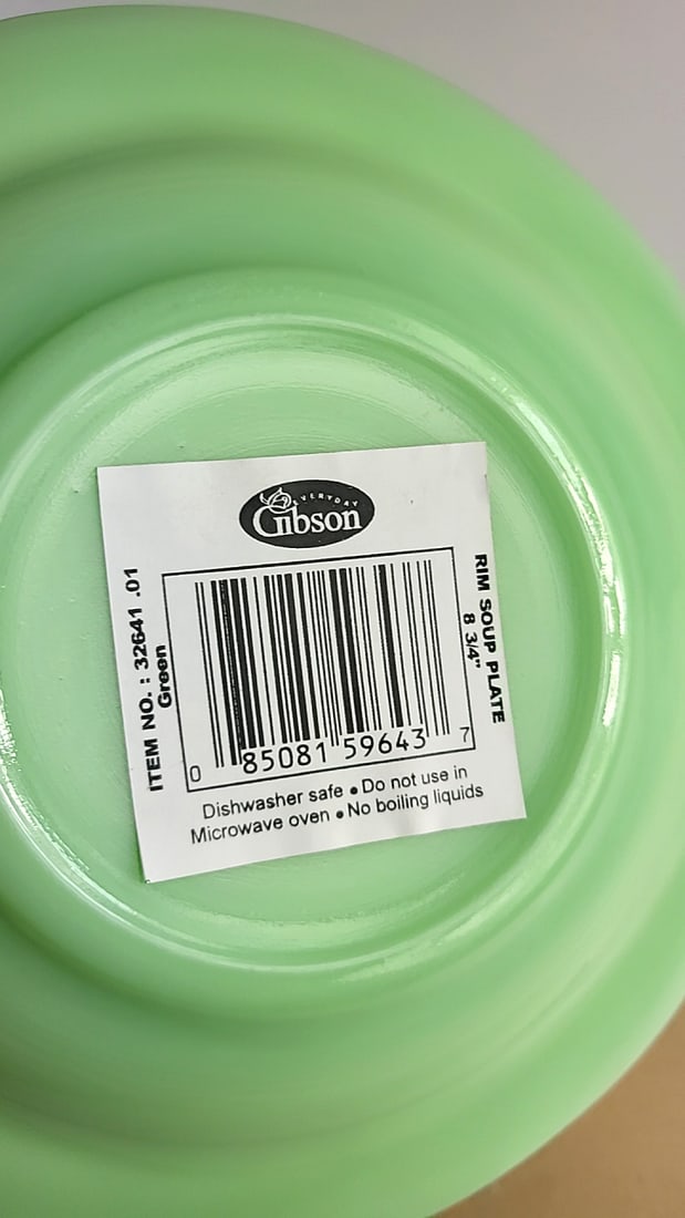 Gibson Jadeite Green 8-34 in Rim Soup Plate Set of 4 - 3