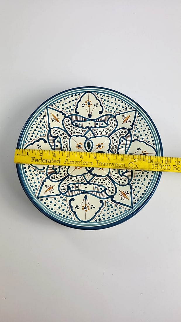 World Market Hand Painted Tunisia Ceramic Dinner Plates, Floral Geometric, Set of 4, 10.5 in - 2
