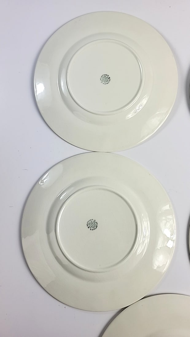 Wedgwood Embossed Queens Ware Green Grapevine Dinner Plates Set of 5 - 11