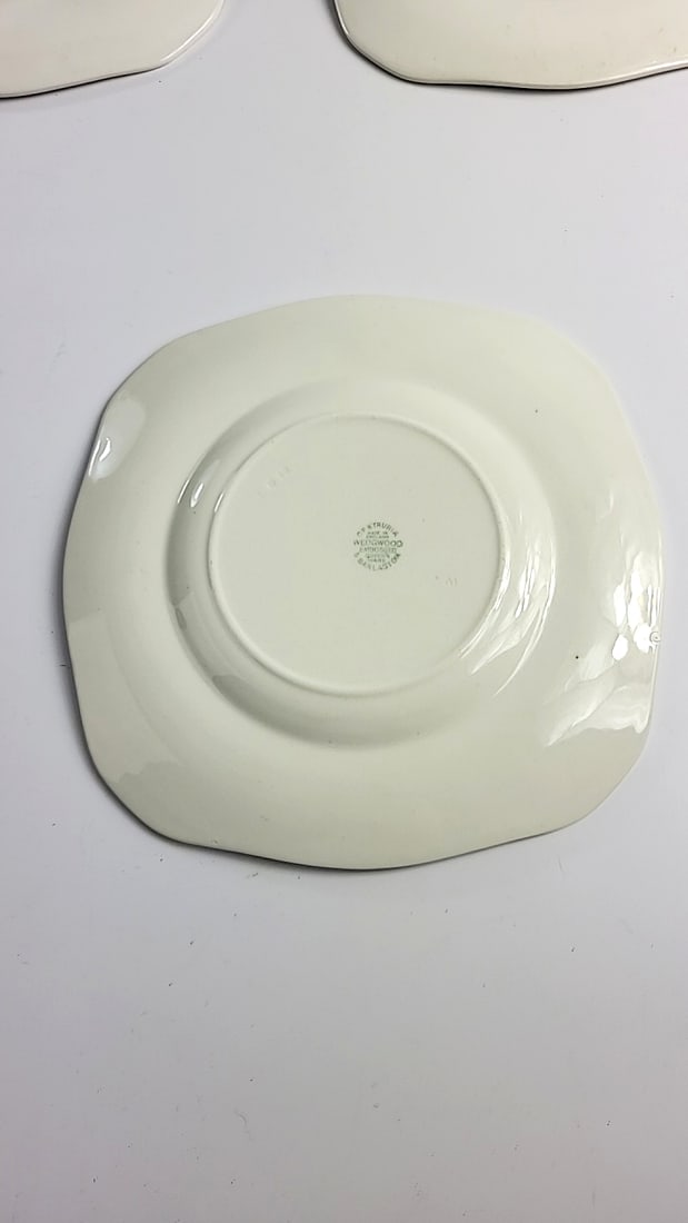 Set of 3 Wedgwood Embossed Queens Ware Green Grape Vine Square Plates, 8.5 in - 7