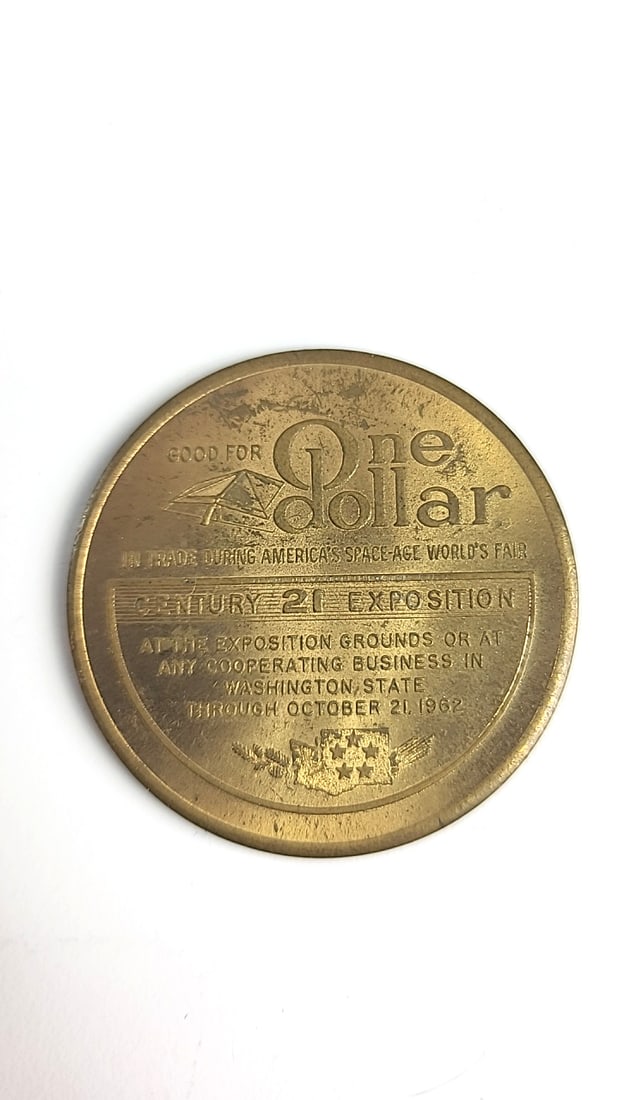 1962 Seattle Worlds Fair Century 21 Exposition One Dollar Token - 2