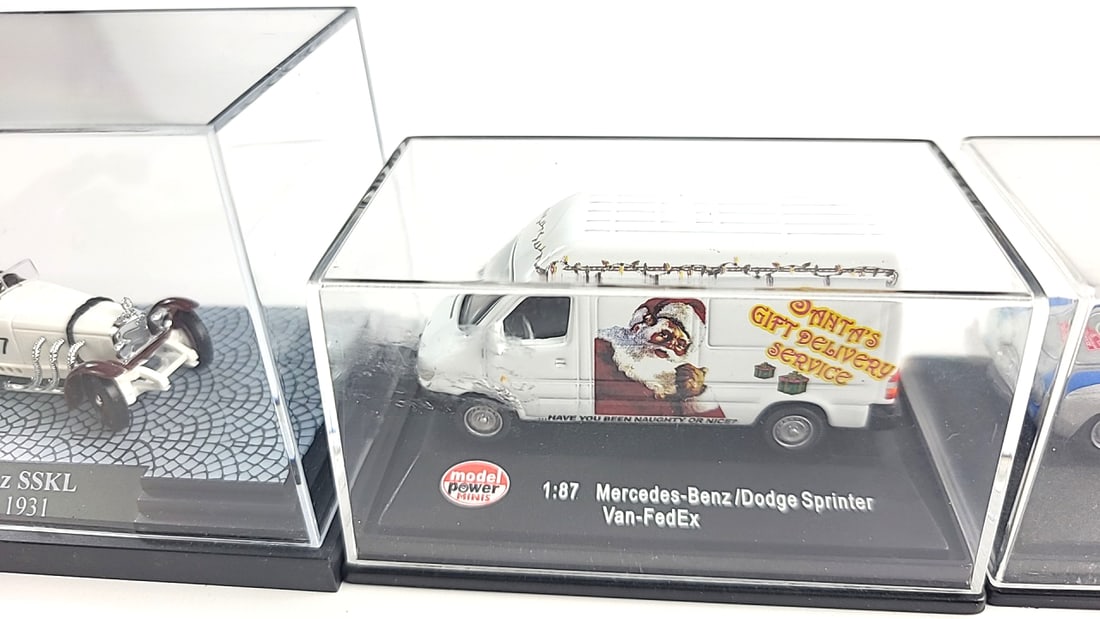 Busch & Model Power Mercedes-Benz SSKL, 300 SL Le Mans, Dodge Sprinter Model Car Lot - 3