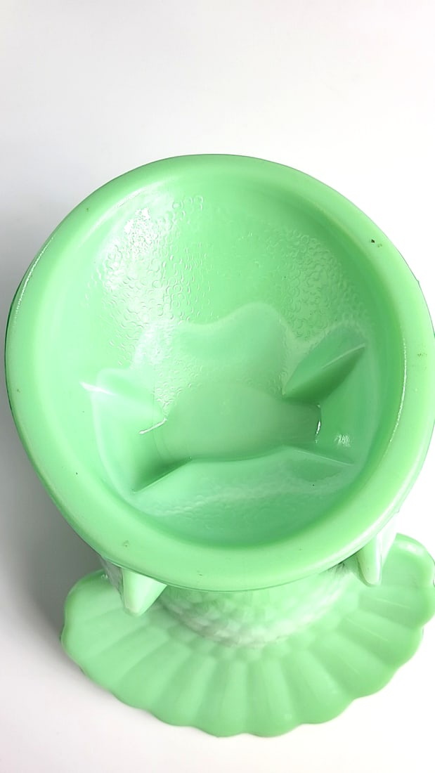 Green Jadeite Milk Glass Turkey on Nest Covered Dish Pedestal Candy Bowl - 4