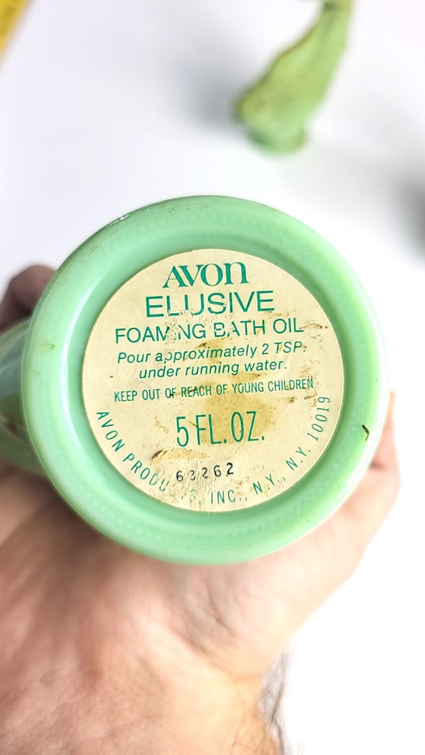 Avon Empty Elusive Foaming Bath Oil 5 fl oz Green Fish Bottles Lot of 3 - 3