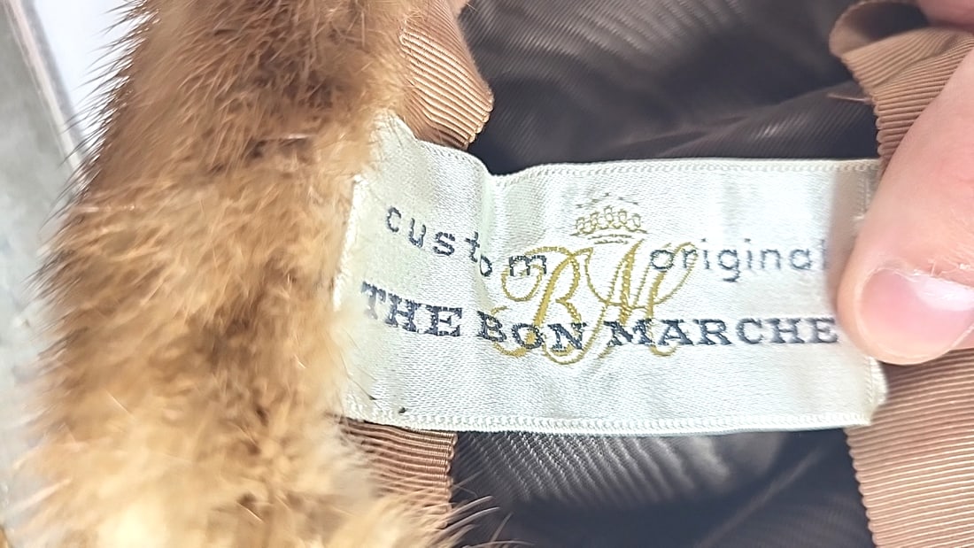 The Bon Marche Custom Original Brown Fur Pillbox Hat - 3